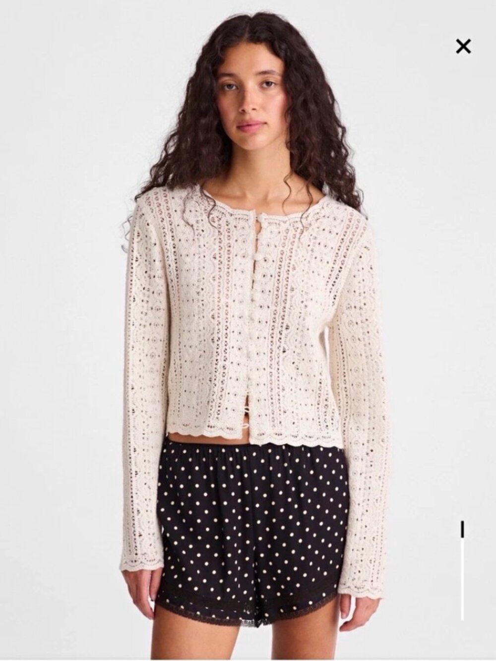 Madewell Cream Flora Crochet Button-Down Long Sleeve Cropped Cardigan XS NWT
